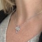 White Enamel Palm Tree Pendant - Rhodium Silver