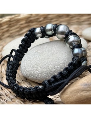 black pearl men bracelet Tahitian cultured pearls - perla Tahiti