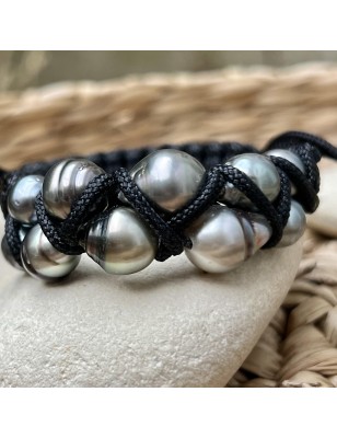 Aito - Herrenarmband Tahiti-Perlen - Grau