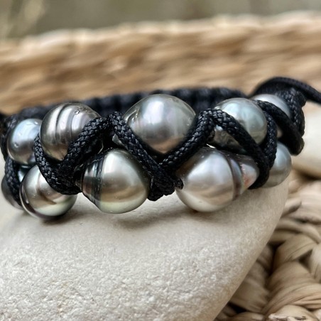 Aito - Bracciale Uomo Perle di Tahiti - Grigie