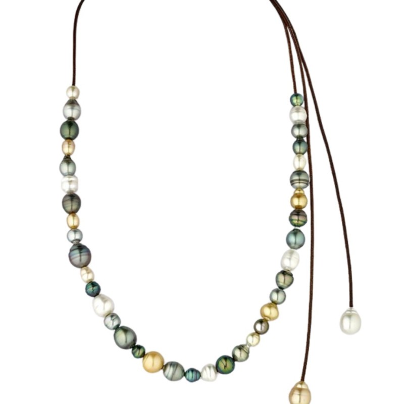 sautoir de perles des mers du sud et perles de Tahiti - collier long perles tahitiennes
