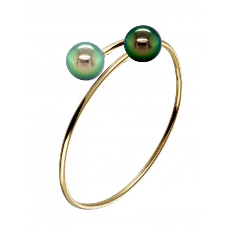 Tahitian Pearls -18K Gold You and Me Bangle
