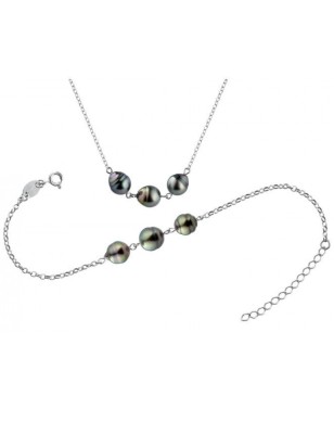 Hina - Set Collana e Bracciale Perle di Tahiti