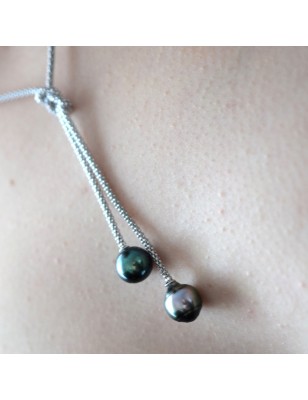 Vainilla - Collar de plata rodiada con perlas de Tahití