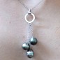 Trilogie – Tahitiperlen – Rhodiniertes Silberhalsband
