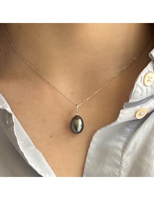 perle de Tahiti forme goutte en collier or perle de culture de Tahiti prix