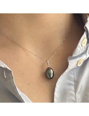 perle de Tahiti forme goutte en collier or perle de culture de Tahiti prix