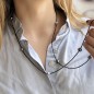 Tahitian Pearl Long Necklace - Black Spinels