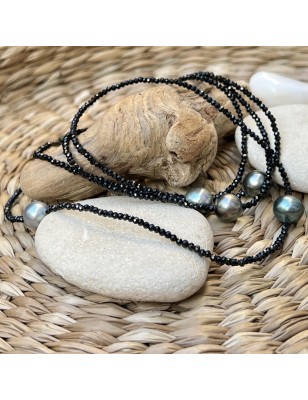 タヒチアンパールネックレス - ブラックスピネル