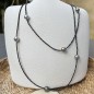 Tahitian Pearl Long Necklace - Black Spinels