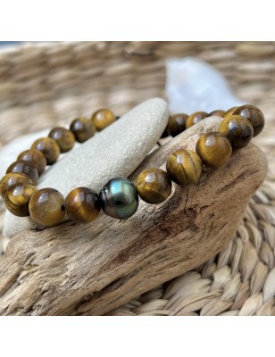 Which stone provides protection? Men's tiger's eye bracelet cultured pearls