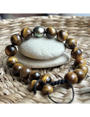 quelle pierre apporte de la protection? bracelet homme oeil de tigre perles tahitiennes