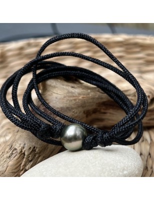 Таитянский жемчуг - цвет павлиньего пера - 11,11 мм - Мужское колье-чокер