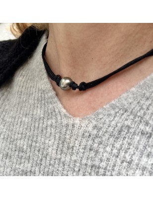 necklace Tahitian black pearl man choker price - perla Tahiti