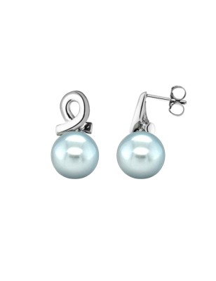 Ruban d'Espoir - Boucles d'Oreilles Argent Rhodié Perles de Tahiti