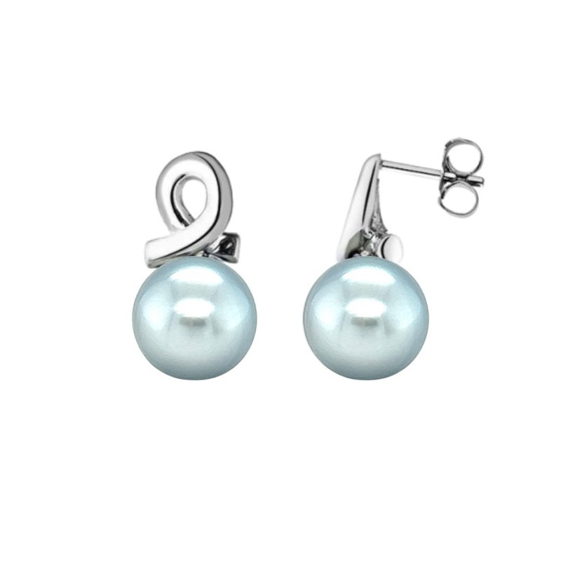 Ruban d'Espoir - Boucles d'Oreilles Argent Rhodié Perles de Tahiti