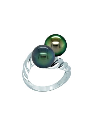 Superbe Toi et Moi - Bague Argent Rhodié