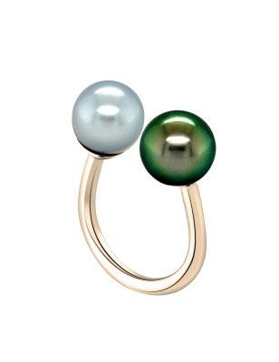 You and I 18k Gold Ring with its Tahitian pearls price - tahitian jewerly - tahitian jewerly stores