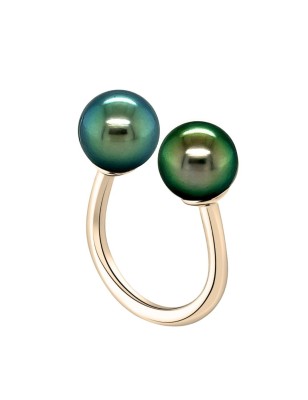 toi et moi en bague or perles de Tahiti prix