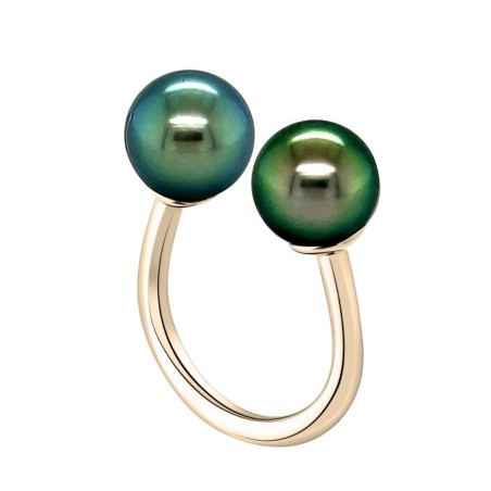 toi et moi en bague or perles de Tahiti prix