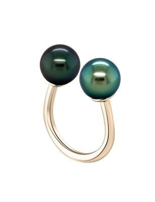 You and I 18k Gold Ring with its Tahitian pearls price - tahitian jewerly - tahitian jewerly stores