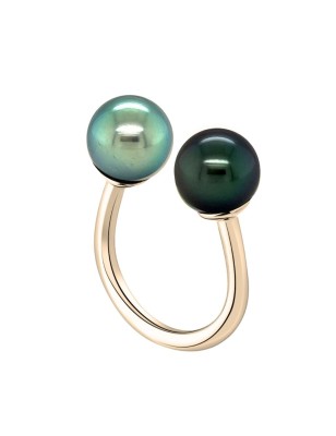 You and I 18k Gold Ring with its Tahitian pearls price - tahitian jewerly - tahitian jewerly stores