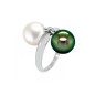 Vaai - Toi et Moi Ring – Rhodium-Plated Silver – Tahitian Pearls
