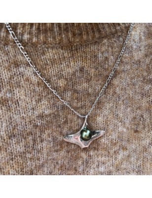 manta ray platinum pendant Tahitian cultured pearl price - perla Tahiti - tahitian jewelry - tahitian jewerly stores