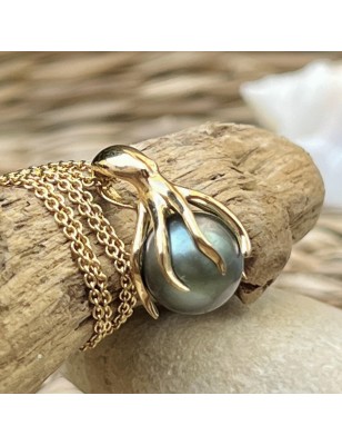 octopus men gold pendant tahitian cultured pearl blue price - tahitian jewel
