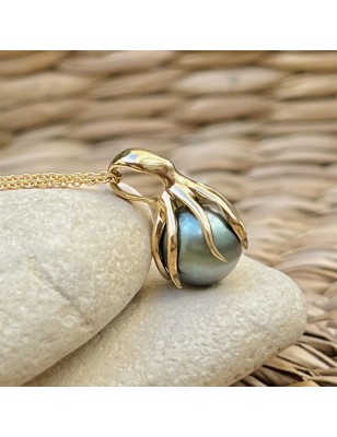 octopus men gold pendant tahitian cultured pearl blue price - tahitian jewel