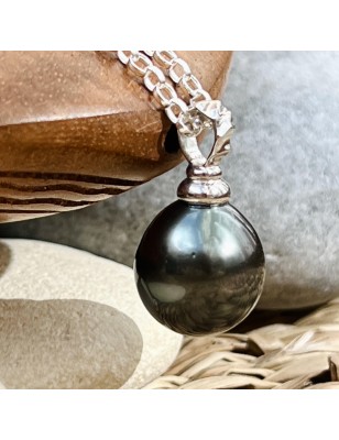 big black pearl gold men's pendant price - perla Tahiti