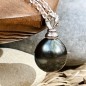 Toere - White Gold Pendant 18 Carats - Black Pearl - 14mm