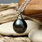 Toere - Pendentif Or Blanc 18 Carats - Perle Noire - 14mm