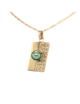 military ID tag men's pendant Tahitian cultured pearl - GI tag 18k gold pendant - tahitian jewerly - tahitian jewerly stores