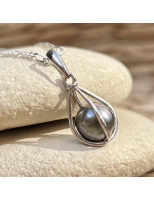 perle Tahiti en cage argent pour femme prix