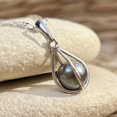 perle Tahiti en cage argent pour femme prix