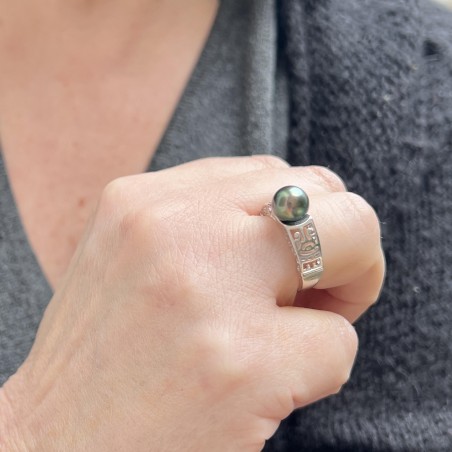 Marki - Bague Perla de Tahití Peacock 8,12mm