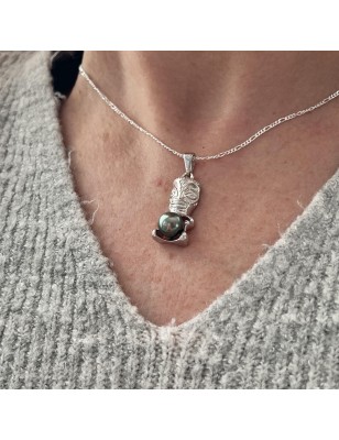 tiki homme en pendentif argent perle de Tahiti prix