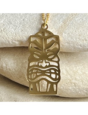 gold tiki necklace for men tiki price - father day - tahitian jewerly for men - tahiti jewerly - tahitian jewerly