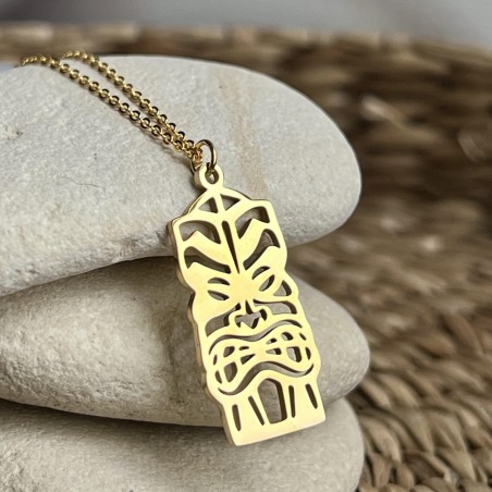 Te Mana Ora - Collar Tiki Chapado en Oro Amarillo