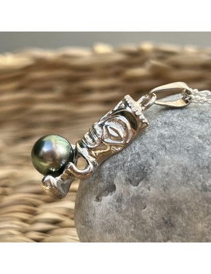 tiki pendant men tiki Tahitian pearl - tahitian jewelry - tahitian jewerly stores
