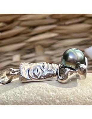 tiki pendant in 18k gold men tiki Tahitian pearl - perla Tahiti - tahitian jewelry - tahitian jewerly stores