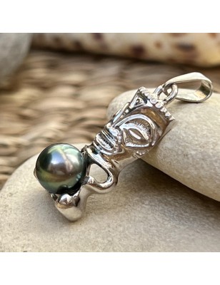 tiki pendant in 18k gold men tiki Tahitian pearl - perla Tahiti - tahitian jewelry - tahitian jewerly stores
