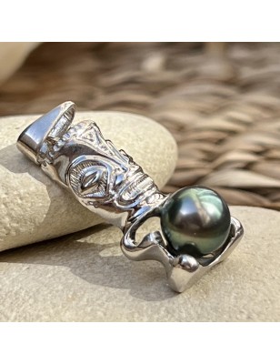 tiki pendant in 18k gold men tiki Tahitian pearl - perla Tahiti - tahitian jewelry - tahitian jewerly stores
