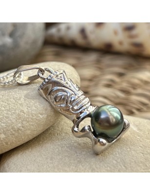 tiki pendant men tiki Tahitian pearl - tahitian jewelry - tahitian jewerly stores