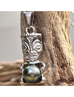 tiki pendant in 18k gold men tiki Tahitian pearl - perla Tahiti - tahitian jewelry - tahitian jewerly stores