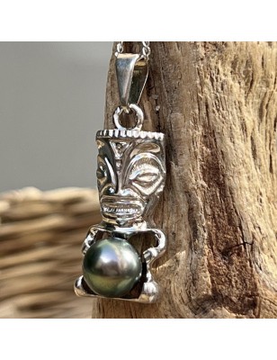 tiki pendant in 18k gold men tiki Tahitian pearl - perla Tahiti - tahitian jewelry - tahitian jewerly stores