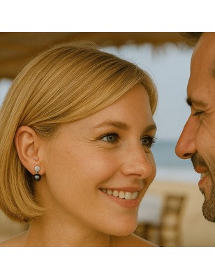 Eva - Tahitian pearls diamonds 18K white gold earrings