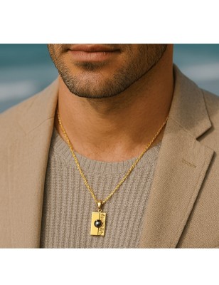 military ID tag men's pendant Tahitian cultured pearl - GI tag 18k gold pendant - tahitian jewerly - tahitian jewerly stores