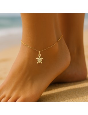 ankle chain turtle gold plated - tahitian jewerly stores - tahiti jewerly